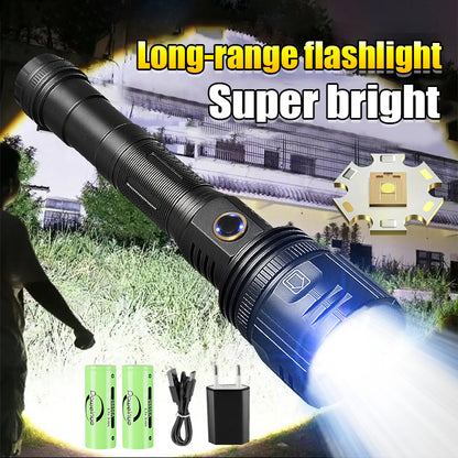 Linterna LED más potente de alta potencia recargable con Zoom