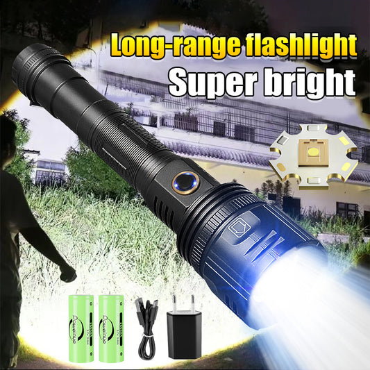 Linterna LED más potente de alta potencia recargable con Zoom
