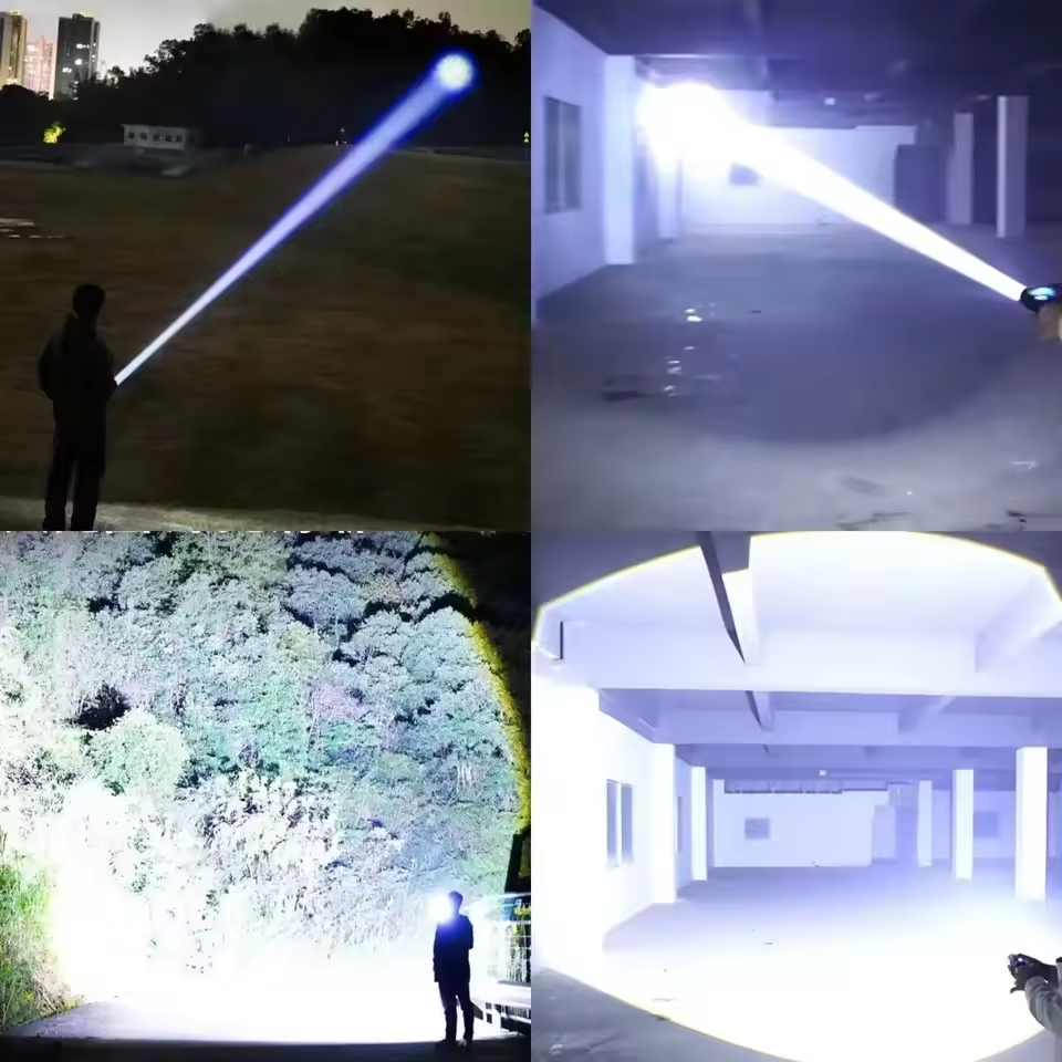Linterna LED más potente de alta potencia recargable con Zoom