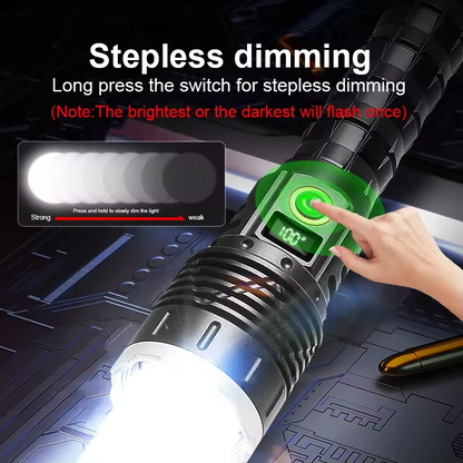 Linterna LED más potente de alta potencia recargable con Zoom