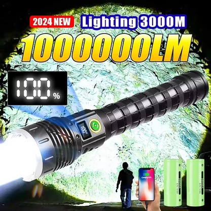 Linterna LED más potente de alta potencia recargable con Zoom